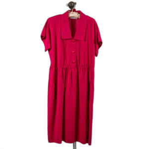 Vintage Leslie Fay pink midi dress size M